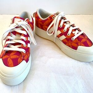 Adidas x FARM Rio Bravada platform sneaker Size 7.5 Pink and Orange